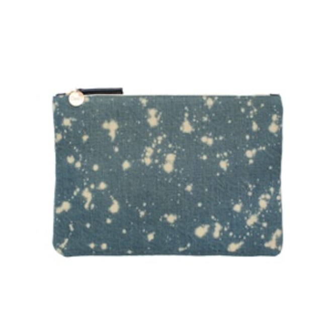 Washed Denim Flat Clutch