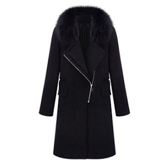 Faux Fur Black Zippered Coat