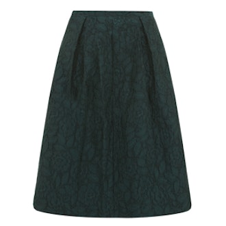 Green Jacquard Midi Skirt