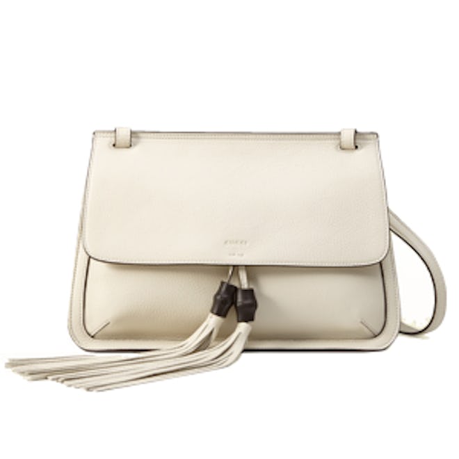 Bamboo Leather Flap Shoulder Bag