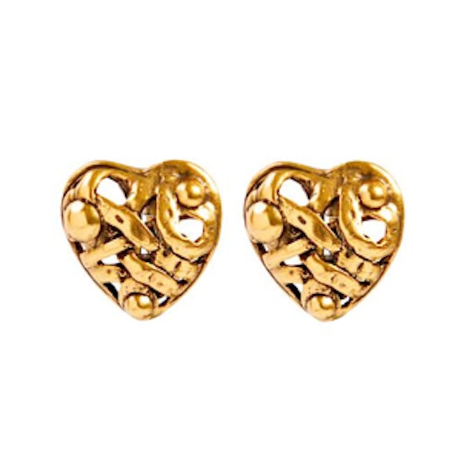 Gold Heart Stud Earring