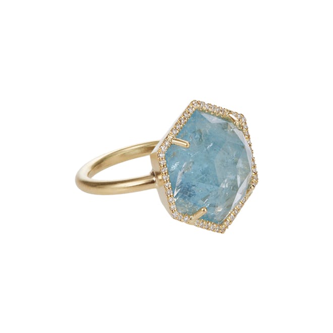 Diamond And Aquamarine Ring