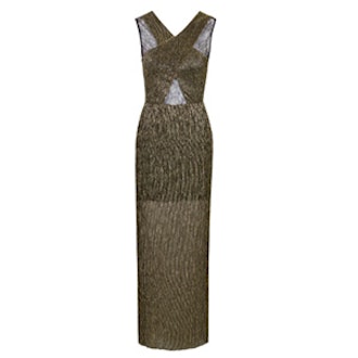 Plisse Foil Maxi Dress