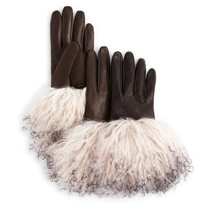 Fluffy black gloves