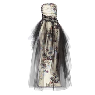 Floral-Print Tulle And Faille Gown