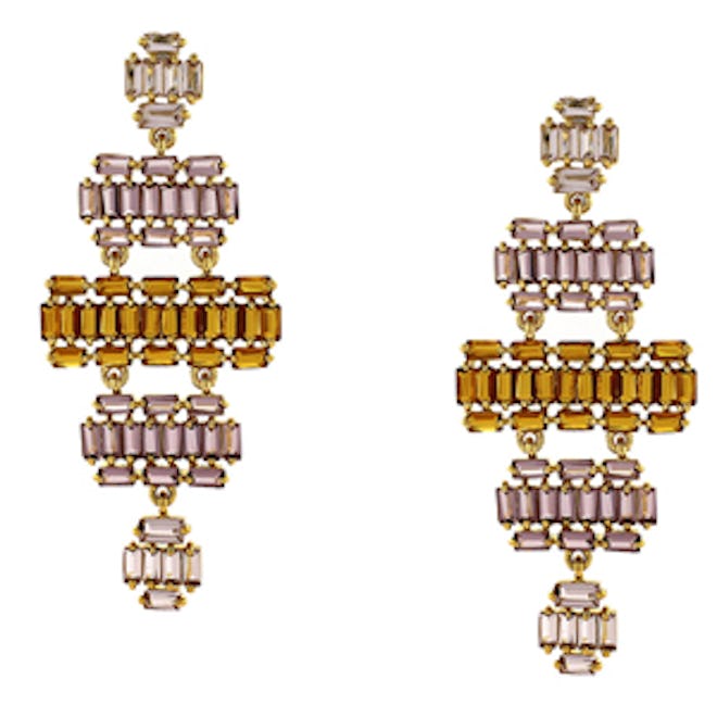 Multi-Color Baguette Chandelier Earrings