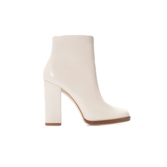 Wide-Heeled Leather Bootie