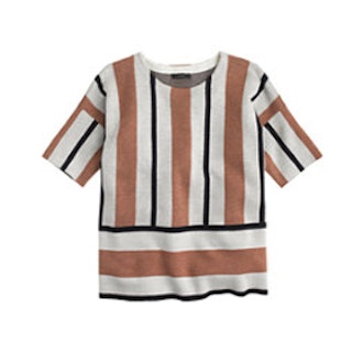 Stripe Short-Sleeve Sweater