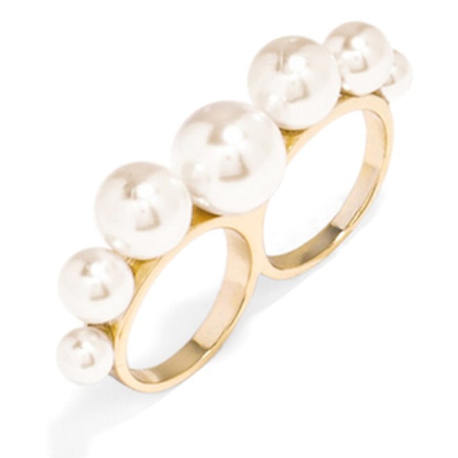 Pearl Two-Finger Ring