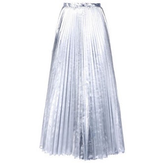 Long Silver Pleated Skirt