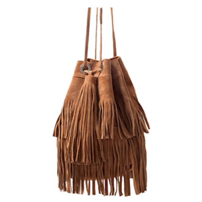 Fringed Suede Bucket Bag