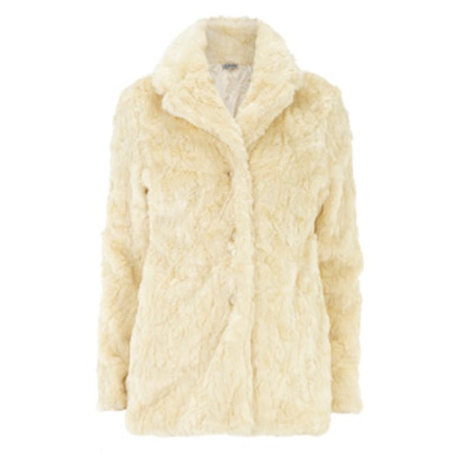 Cream Long Faux Fur Coat