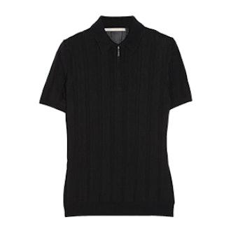 Ribbed-Knit Polo Shirt