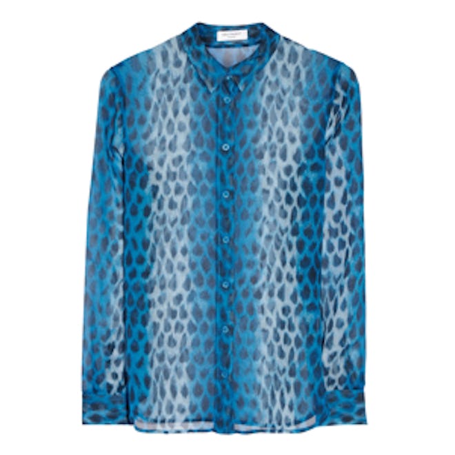 Audrey Leopard-Print Silk-Chiffon Shirt