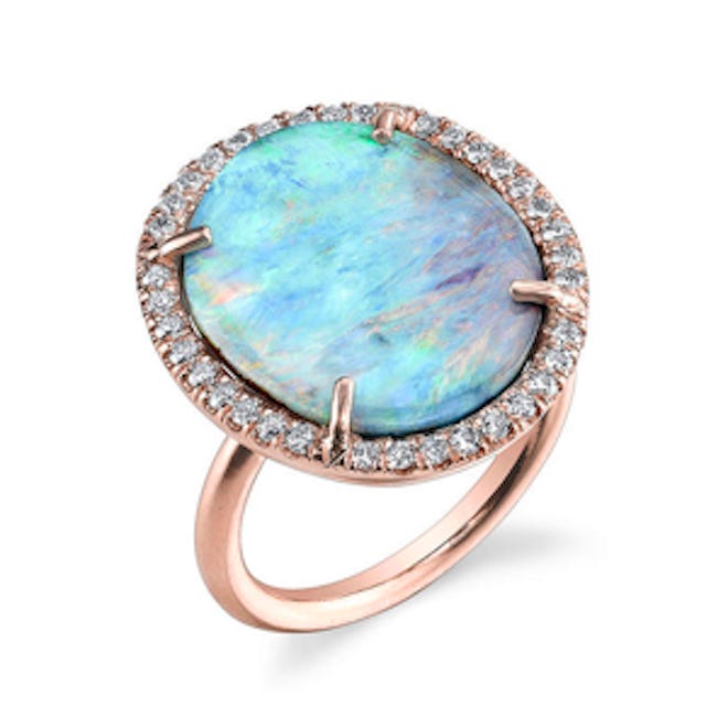 Oval-Opal Ring with Diamonds
