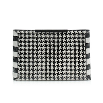 Textured Leather Houndstooth Clutch