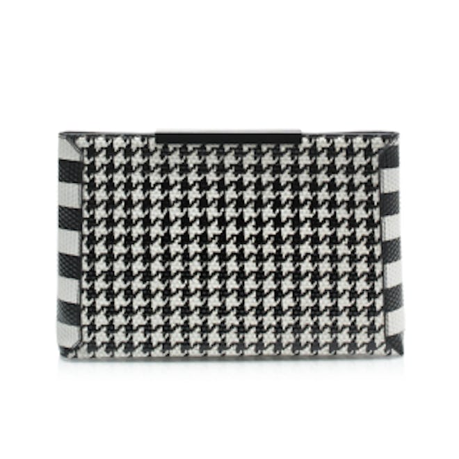 Textured Leather Houndstooth Clutch