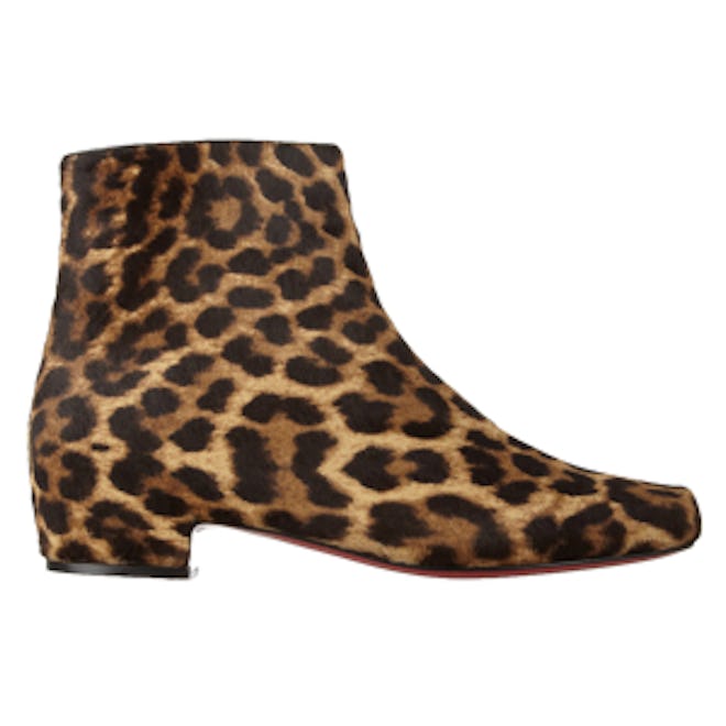 Tounoir Leopard-Print Calf Hair Ankle Boots