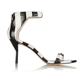 Martini Striped Textured-Leather Sandals