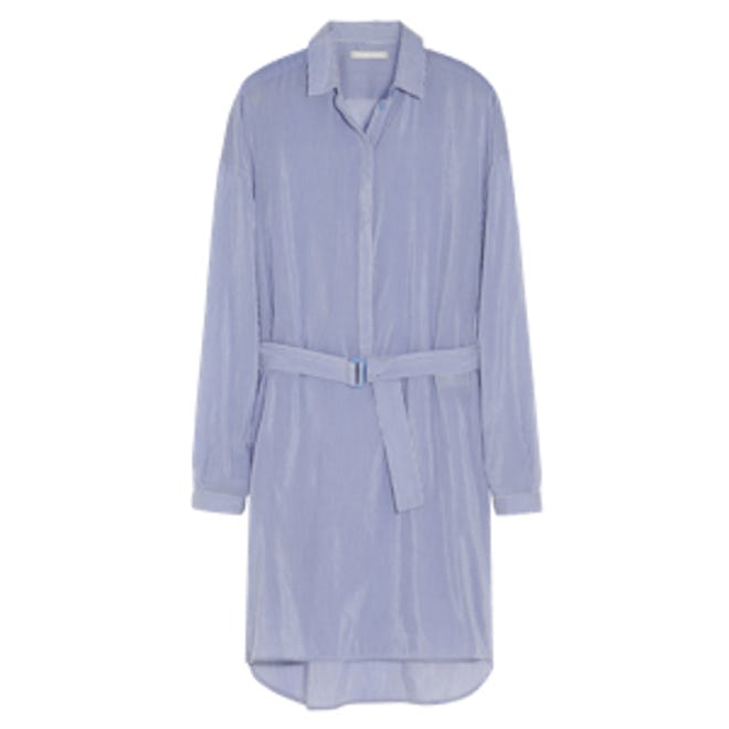 Striped Cotton and Silk Blend Shirt Dress