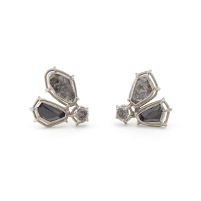 Salt and Pepper Diamond Triangle Earrings