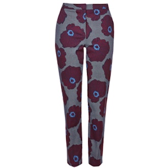 Bloom-Print Cigarette Trousers