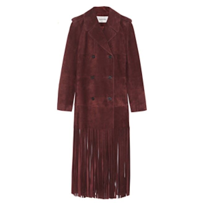 Fringed Suede Trench Coat