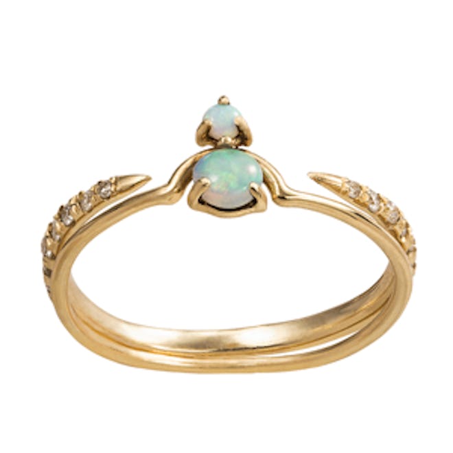 Micropave and Nestled Opal Pairing Ring