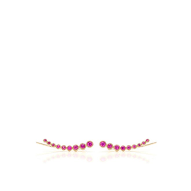 14K Yellow Gold Pink Sapphire Ear Cuff