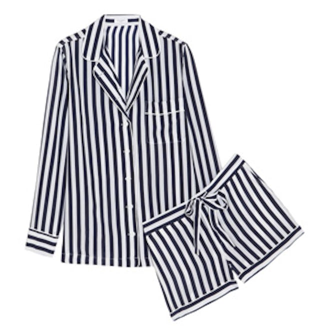 Lilian Striped Washed-Silk Pajama Set