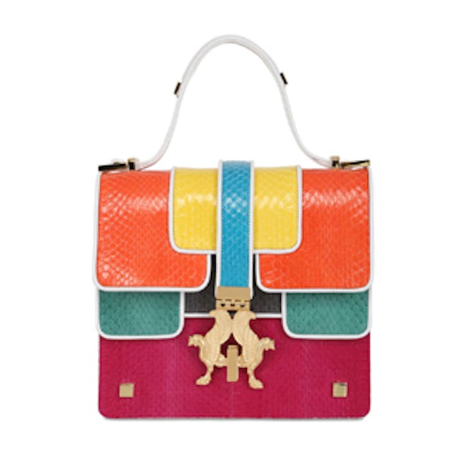 Color-Block Snakeskin Bag