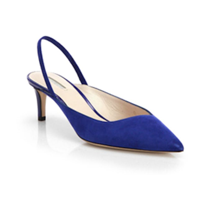 Asymmetrical Suede Slingback