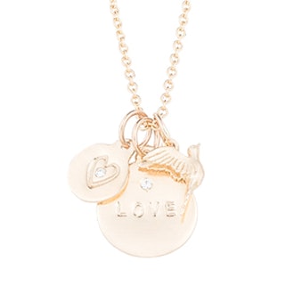 14K Yellow Gold Love Disk with Diamond Necklace