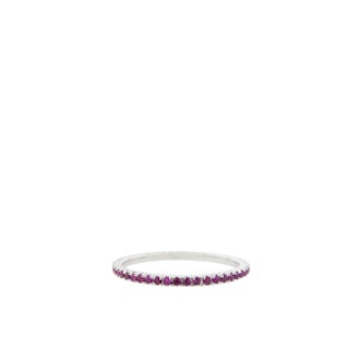 18K White Gold Ruby Micro Pave Band