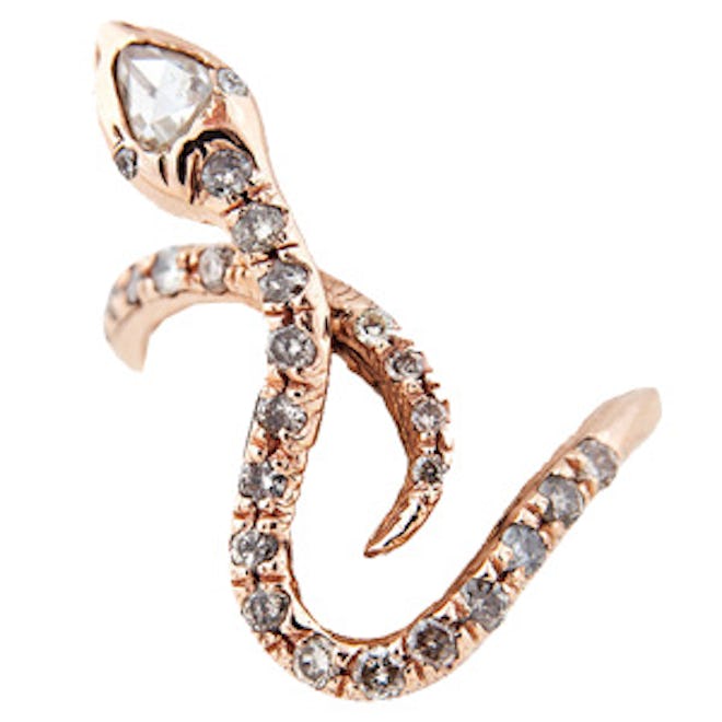 Agatha Snake Ring with Pave Diamonds