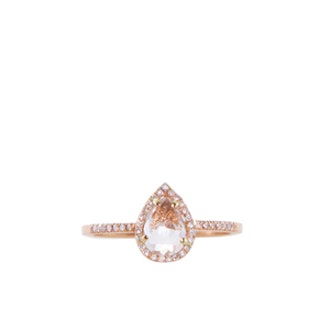 14K Rose Gold Topaz & Diamond Teardrop Ring