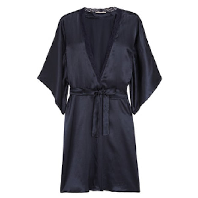 Clara Whispering Lace-Trimmed Silk Robe