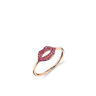 14K Rose Gold Ruby Lips Ring