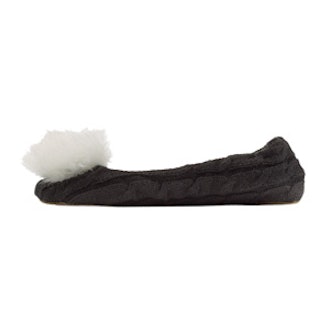 Wool Slippers with Fur Pompom