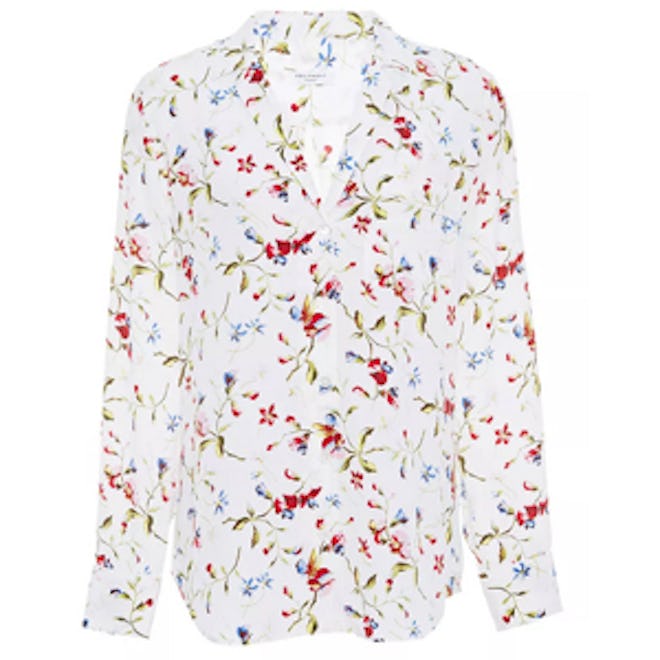 Keira Floral-Print Washed-Silk Shirt