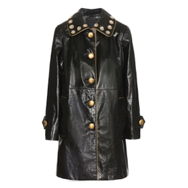Embellished Leather Coat