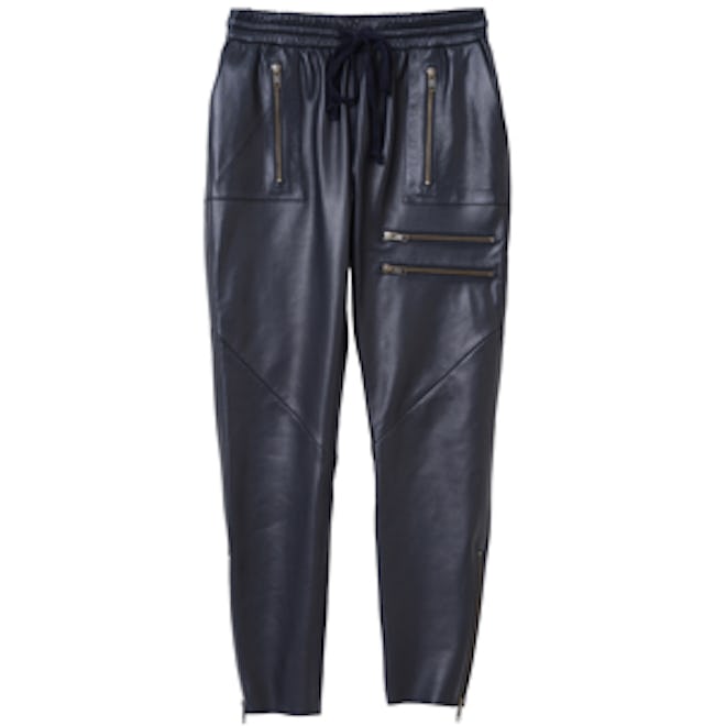 Leather Track Pants with Zip