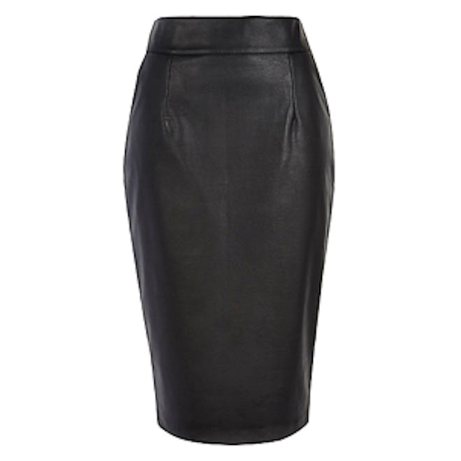 Black High Waisted Leather Skirt
