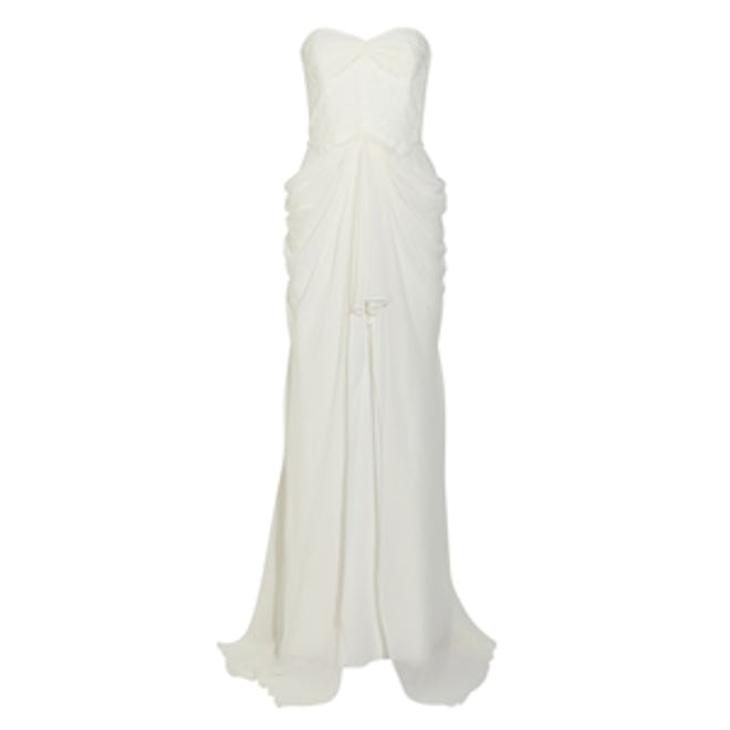 Lace-Paneled Silk-Chiffon Gown