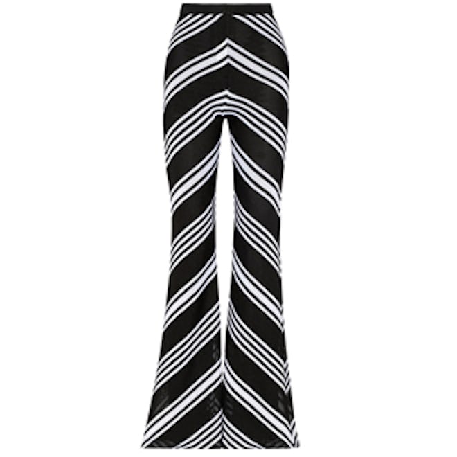Chevron-Patterned Knitted Flared Pants