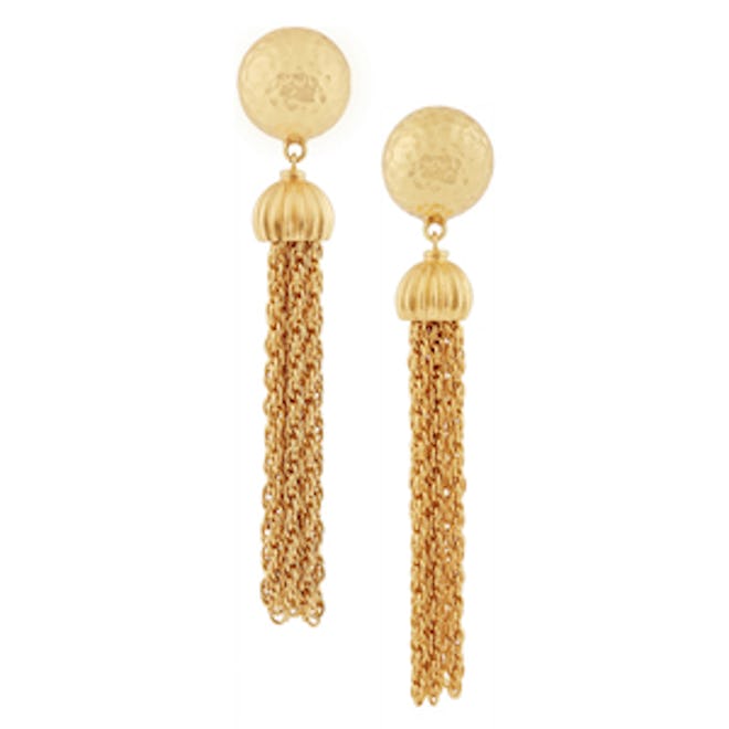 Gold-Plated Tassel Clip Earrings