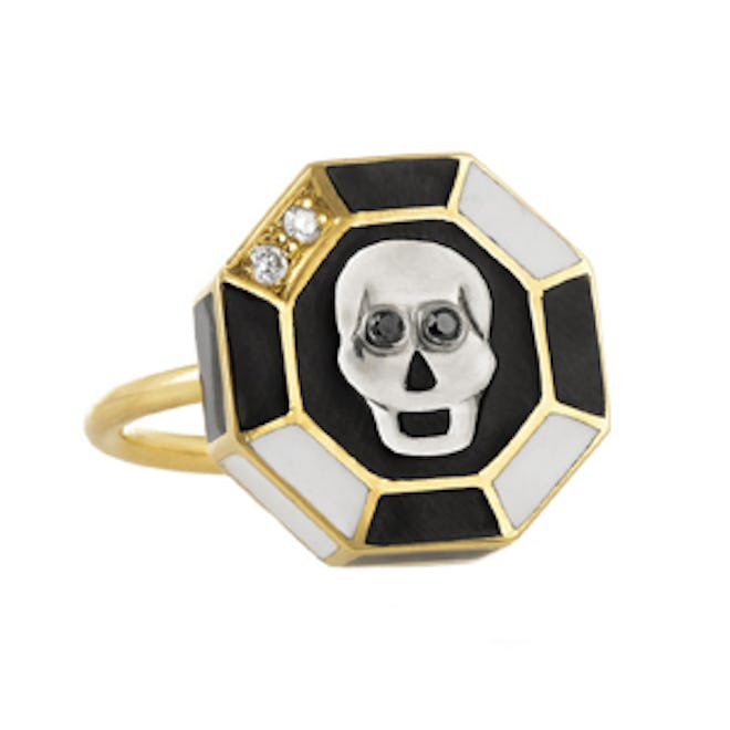 Skull 18-Karat Gold Diamond Ring