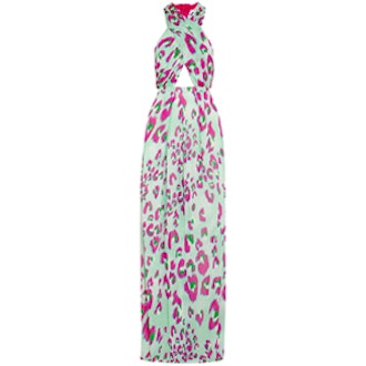 Electro Leopard Printed Jersey Maxi Dress