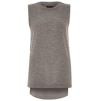 Grey Sleeveless Knitted Tunic