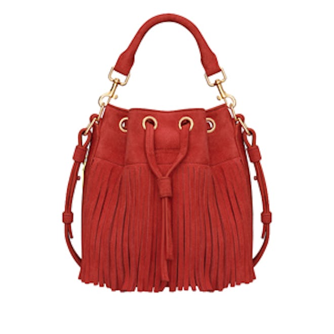 Red Fringe Bucket Bag